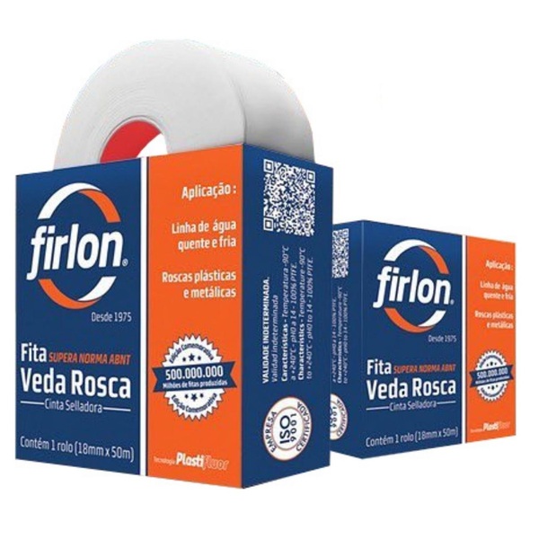 Fita Veda Rosca Teflon 18mm X 10m | Firlon | Kit 05 Un